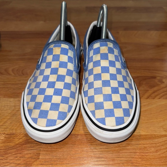 Vans Classic Slip On Checkerboard Shoes Men 6 Women 7.5 Blue White Check Sneaker - Picture 3 of 10
